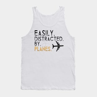 Easily Distracted By Airplanes Retro Airplane Funny Pilot Tank Top